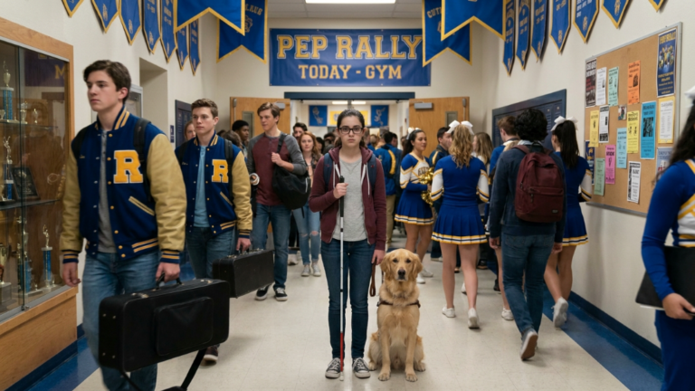 A Cruel Football Captain Snapped A Blind Girl’s Cane In Front Of The Whole School… But When Her Guide Dog Suddenly Locked Onto His Locker, The Security Chief Realized What Was Hidden Inside.