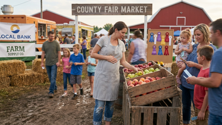 A Wealthy County Fair Sponsor Pushed A Pregnant Vendor’s Produce Crate Into The Mud And Laughed That She Didn’t Belong… But When The Old Sheriff Found The Folded Service Letter Under The Crushed Fruit, He Ordered Every Gate Locked.