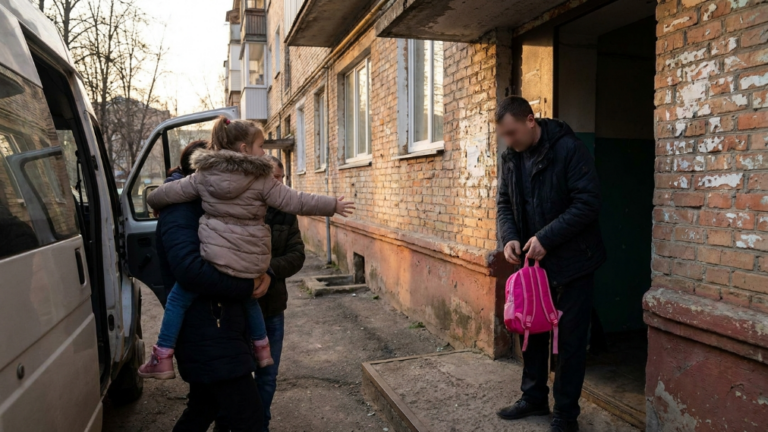 NEXT PART – THE LITTLE GIRL REACHED BACK FOR HER FATHER AS THEY CARRIED HER AWAY FROM THE OLD APARTMENT DOOR — BUT THE PINK BACKPACK STILL IN HIS HANDS MADE THE SCENE IMPOSSIBLE TO FORGET