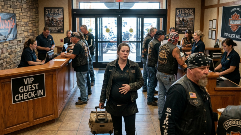 An Arrogant Hotel Manager Dragged A Pregnant Waitress’s Suitcase Out Of The VIP Lobby In Sturgis… But When The Old Biker President Saw The Skull Keychain Fall From Her Pocket, He Ordered Every Elevator Locked Down Immediately.