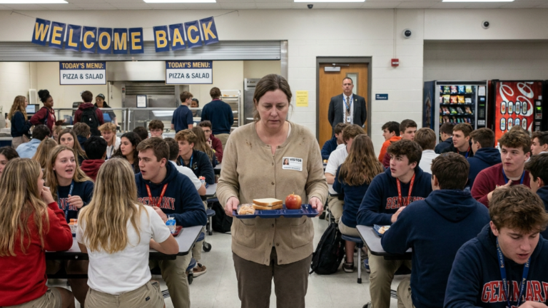 The Mayor’s Arrogant Son Kicked A Poor Substitute Teacher’s Lunch Tray Across The Crowded Cafeteria On Her Very First Day… But When She Calmly Opened The Red Folder In Her Bag, The Principal’s Face Went Dead Pale.